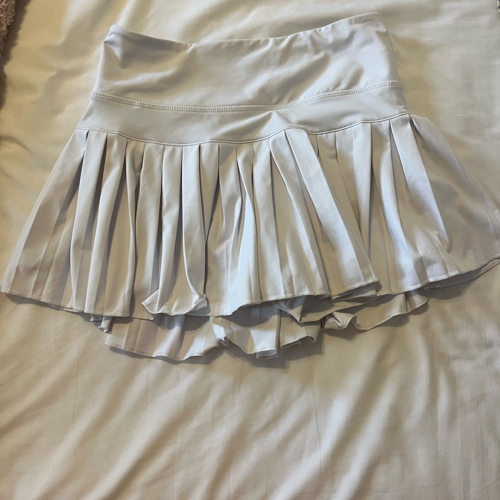 Cream Mini Skater Skirt with Pleats